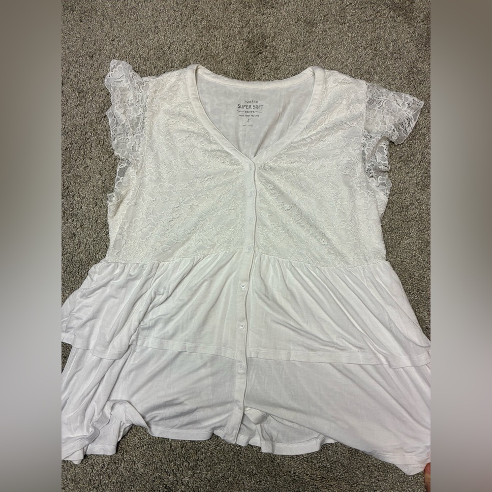 torrid White Super Soft Lacey Top
